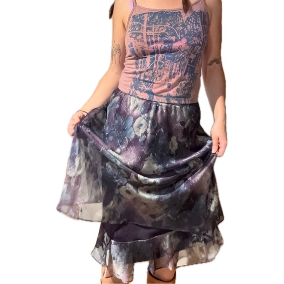 Vintage blue and purple Whimsigoth y2k fairy skirt midi length - Picture 2 of 8